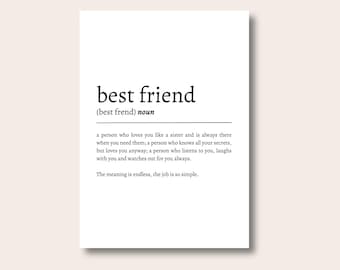 Best Friend Definition Print | Best Friend Wall Art | Best Friend Gifts | Gifts for Friend | Thoughtful Gifts | Meaningful Gifts | Quote Art