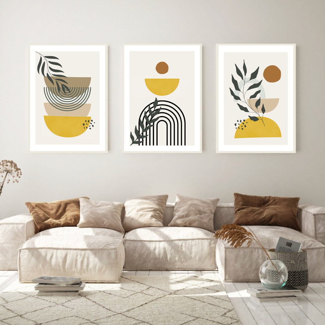 Boho Wall Art, Set of 3 Prints, Living Room Prints, Modern Art, Modern ...