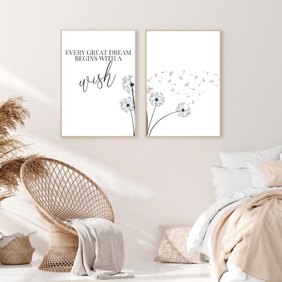 Every Great Dream Begins With A Wish Print Set of 2 Bedroom