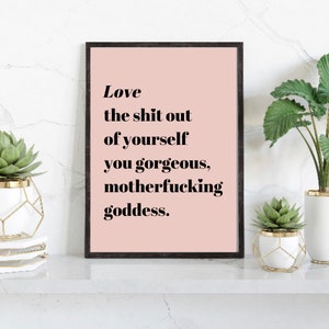 Goddess Quote Art, Divine Feminine Poster, Typography Print, Blush Pink Wall Art, Feminine Energy Poster, Goddess Home Decor