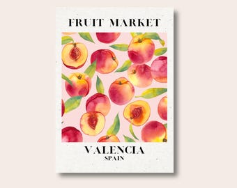 Valencia Peach Print, Peach Print, Fruit Market Print, Kitchen Wall Print, Home Decor, Gift Ideas, Wall Prints, Posters, Wall Art, Kitchen