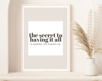 Inspirational Quotes, Bedroom Prints, Living Room Prints, Home Office Decor, Minimal  Print, Positive, Beige Wall Art, Minimalist, Prints