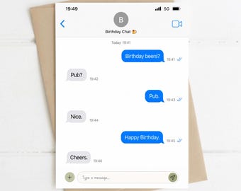 Funny Birthday Card for Him, Birthday Chat, A5 Greeting Card