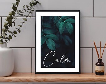 Dark Green Wall Art, Dark Green Print, Dark Green Bathroom Wall Decor, Green Wall Art, Calm Print, Modern Home Decor, Housewarming Gift