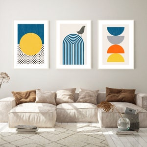 Abstract Wall Prints, Set Of 3 Prints, Mid Century Wall Art, Living Room Print, Modern Home Decor, Wall Posters, Home Decor, Boho Minimalist