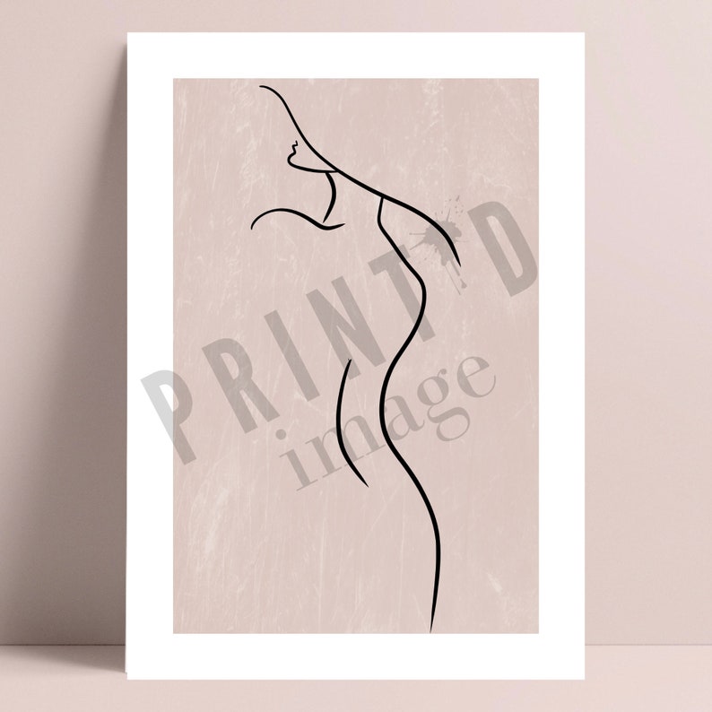 May include: A line drawing of a person in a minimalist style on a light pink background.