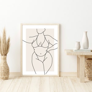 May include: A line drawing of a person in a swimsuit, with a beige background. The drawing is in a simple, minimalist style.