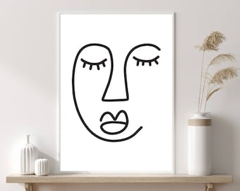 Abstracte gezichtskunst | Abstracte kunst aan de muur | Moderne afdruk | Home Trend Muurkunst | Woondecoratie | Slaapkamerafdrukken | Woonkamerafdrukken | Muur kunst