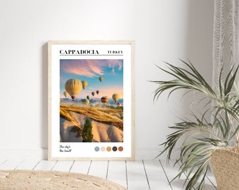 Cappadocia Print, Cappadocia Travel Print, Hot Air Balloon Print, Travel Poster, Housewarming Gift, Modern Prints, Travel Print