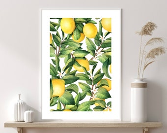 Lemon Art Print, Lemon Print, Citrus Fruit Print, Modern Art, Kitchen Print, Home Decor, Gift Ideas, Wall Prints, Posters, Wall Art, Kitchen