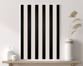 Stripes Art Print, Abstract Stripes Art Print, Black And Beige Prints, Stylish Wall Art, Statement Wall Art, Trending Now Print, Beige Art