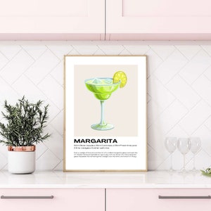 Margarita Poster | Classic Cocktail Print | Cocktail Recipes | Cocktails Art | Cocktails Gift | Kitchen Poster | Cocktails | Kitchen Art