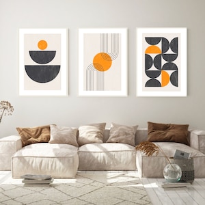 Boho Wall Art, Set Of 3 Prints, Neutral Tones Modern Wall Art, Scandinavian Poster Set, Home Decor, Living Room Posters, Bedroom Prints