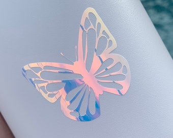 Holographic butterfly decal vinyl sticker| Laptop Sticker Aesthetic vinyl car decal  Waterbottle Sticker Computer Stickers, Die cut Sticker