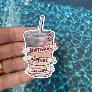 Iced Coffee Sticker, Emotional support iced coffee laptop sticker, water bottle sticker, die cut sticker,  Aesthetic Stickers, Mini Sticker