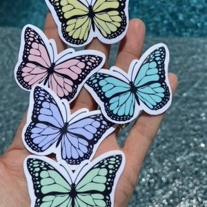 YASMEN Holographic Stickers, 90PCS Vintage Butterfly & Magic Transparent  Stickers, Resin Decorative Stickers for Scrapbooking, Bullet Junk Journal