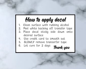 Vinyl Decal Application Instructions Card, Small Business (Instant Download)