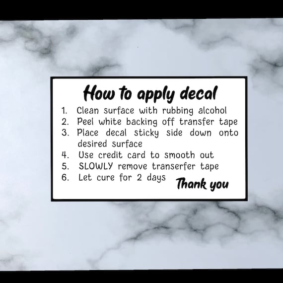 Vinyl Decal Application Instructions Card, Small Business (Instant Download)
