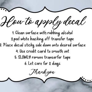 Vinyl Decal Application Card, Printable Vinyl Decal Care Card ...