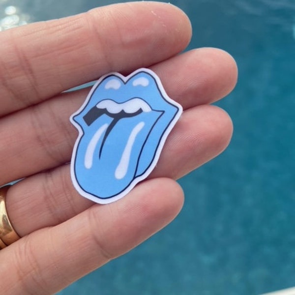 Blue Rolling Stones tongue logo Sticker | Laptop Sticker Aesthetic Stickers Waterbottle Sticker Computer Stickers, Die cut Sticker