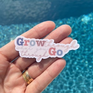 grow through what you go through boho sticker| Laptop Sticker Aesthetic Stickers Waterbottle Sticker Computer Stickers, Die cut Sticker