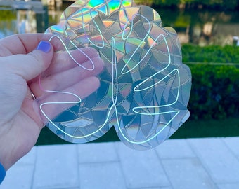 Monstera Leaf Suncatcher Sticker, Rainbow Window Prism