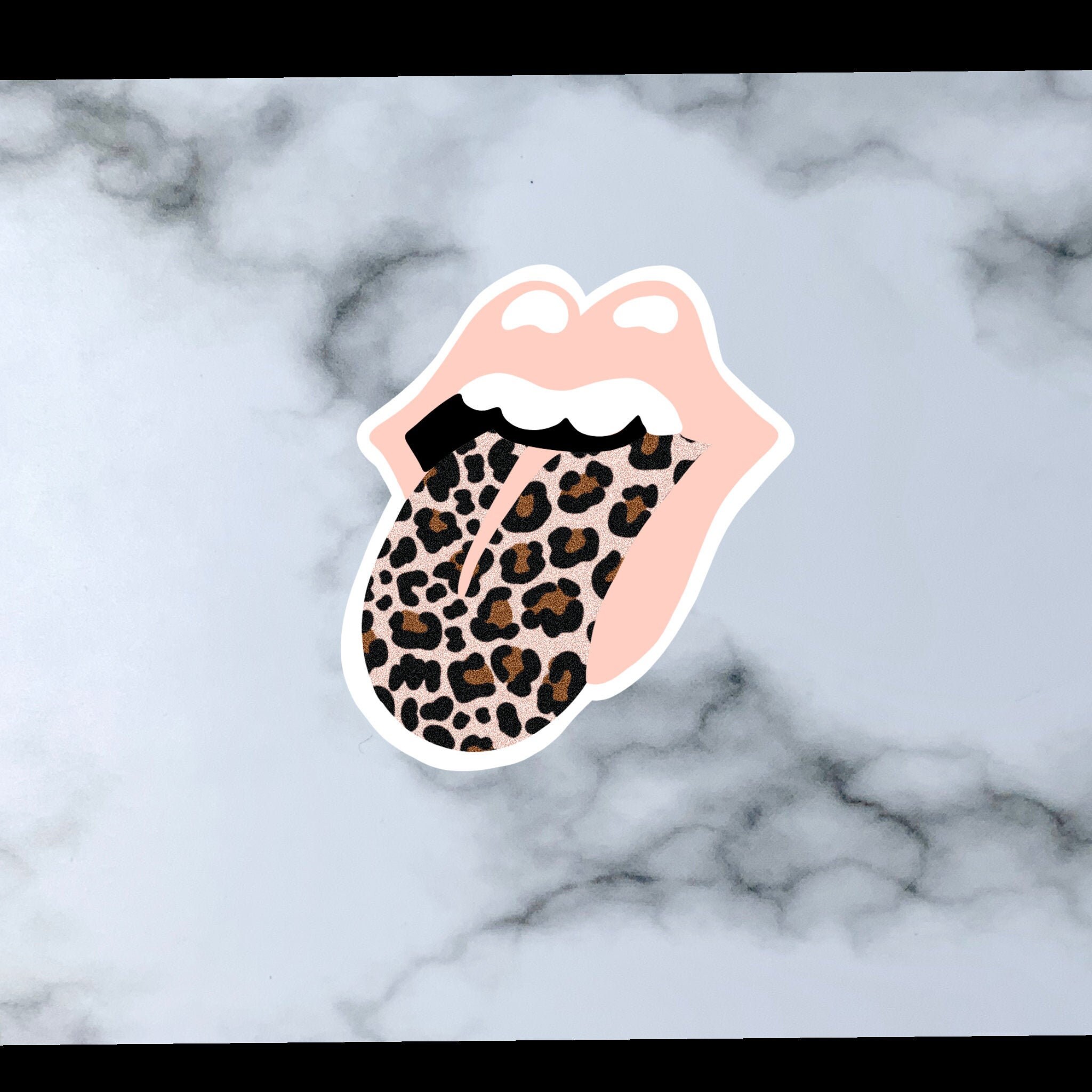 Cheetah Print Rolling Stones Tongue Logo Sticker Laptop - Etsy