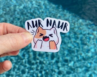 Aur Naur Crying Cat Vinyl Sticker, Funny Laptop Decal