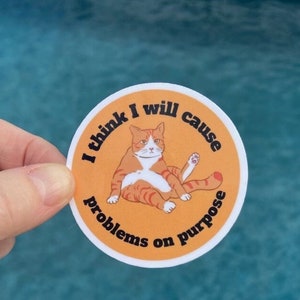I think I will cause problems on purpose Orange  Cat Sticker / Vinyl Sticker / Journaling / Scrapbooking /Hydroflask Sticker / Cats