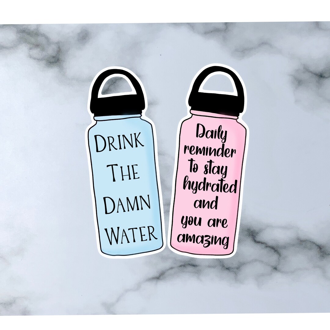 Drink the Damn Water Stickers Funny Sticker Motivational - Etsy