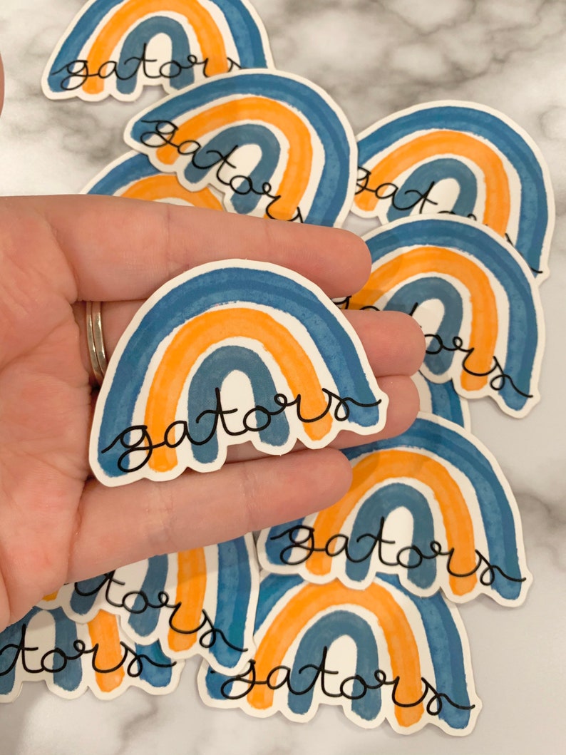 UF Gator Watercolor Rainbow Sticker Stickers Laptop Stickers Etsy