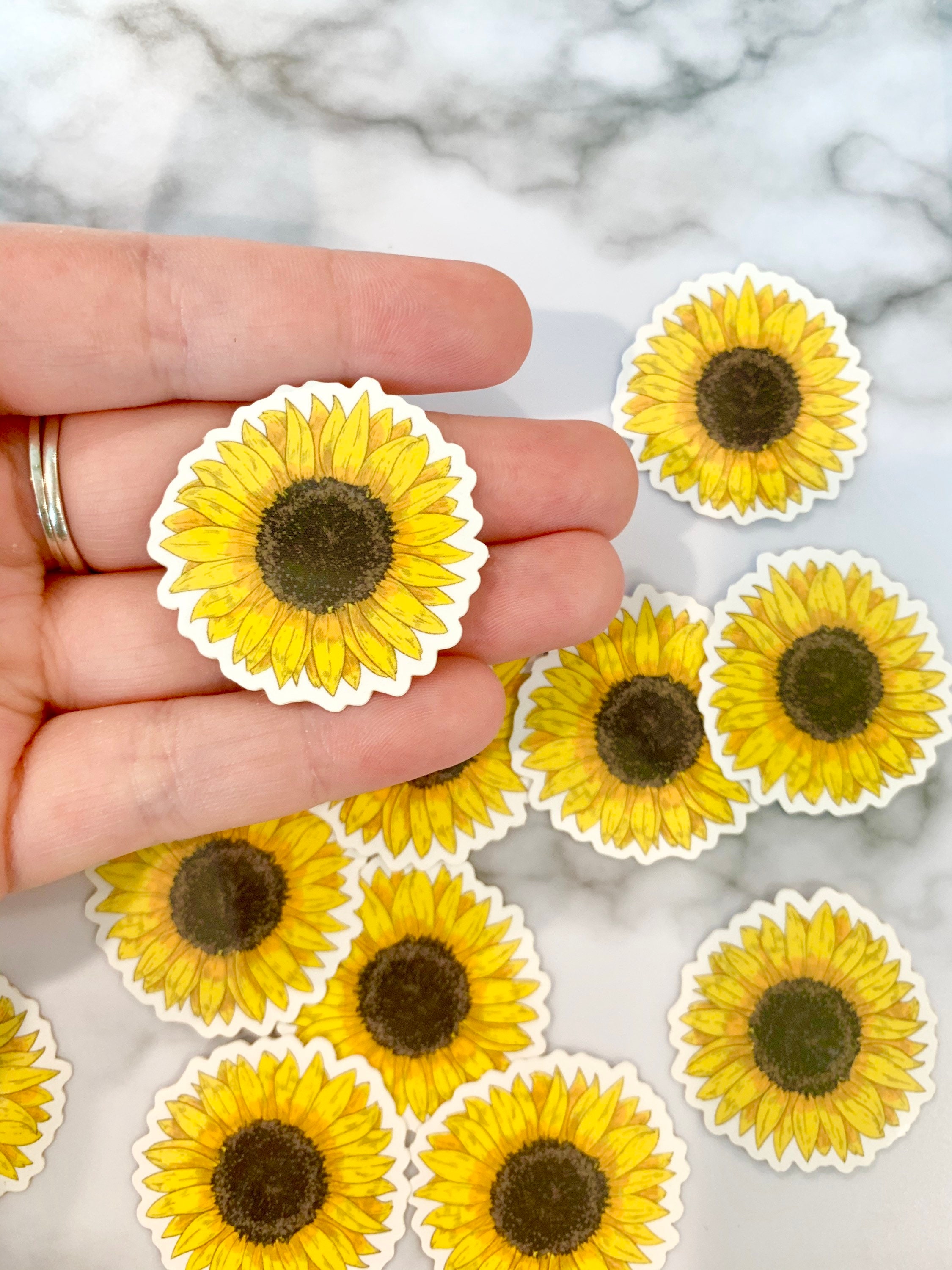 Sunflower Sticker Label Sunflower Sticker | Waterproof Vinyl Decal - Etsy