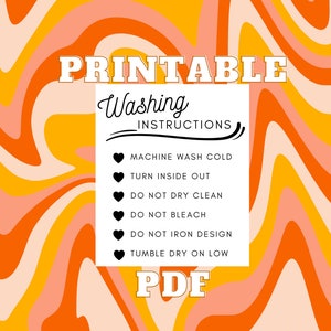 Printable Clothing Care Cards, Washing Instructions Card Template, Tshirt Packaging Insert, Canva Template, Shirt Care Card