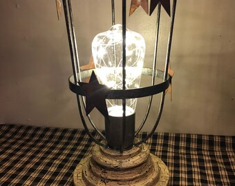 Rustic Metal Battery Lantern Electric Country Rustic Farmhouse Decor Free Ship!