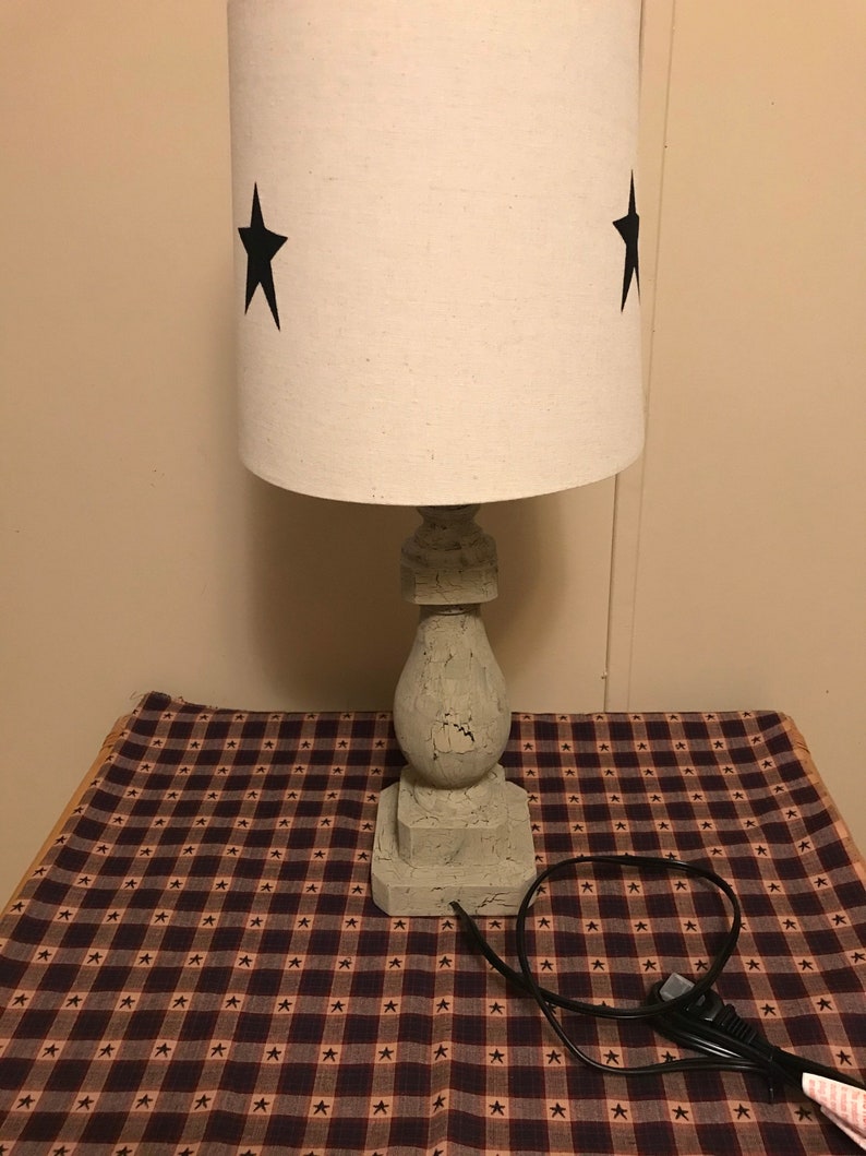 Primitive farmhouse rustic country large table lamp & shade. Etsy