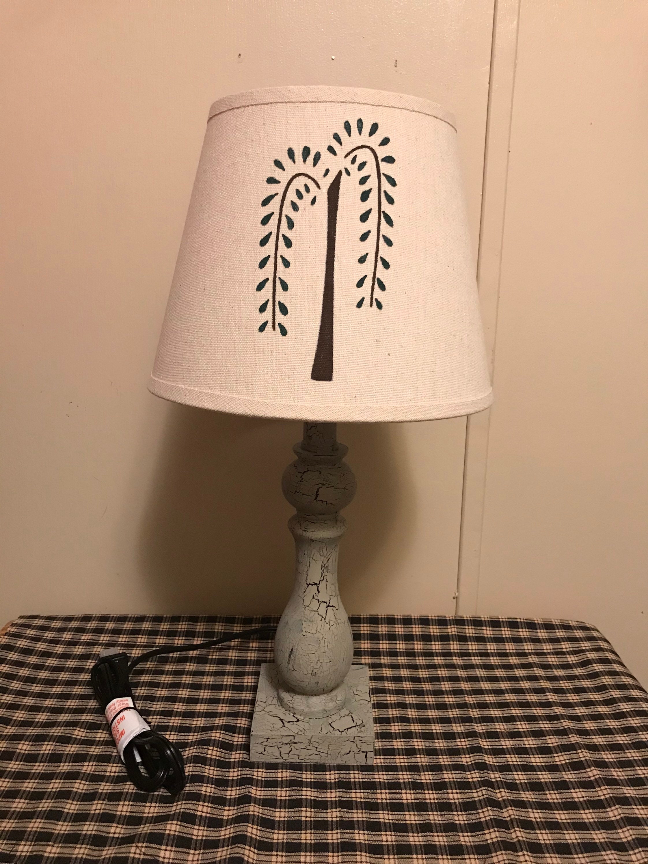 Primitive farmhouse rustic country table lamp & shade. Black | Etsy