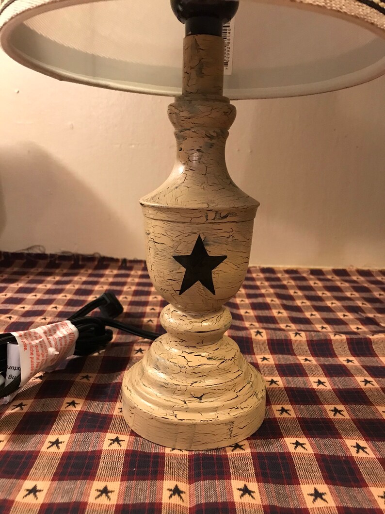Primitive farmhouse rustic country table lamp & shade ...