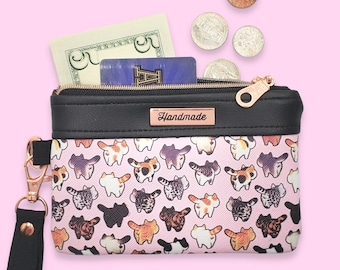Cat Wallet, Funny Coin Purse, Cat Butts, Cat Lover Gift, Mini Wallet with strap, Kitty Coin Purse, Small Wristlet with cardholders