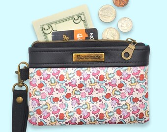 90's Wallet, Lollipop Ring, Retro Wristlet, Mini Wallet, Fun Coin Purse, Vegan Slim Wallet With Strap, Small Cardholder