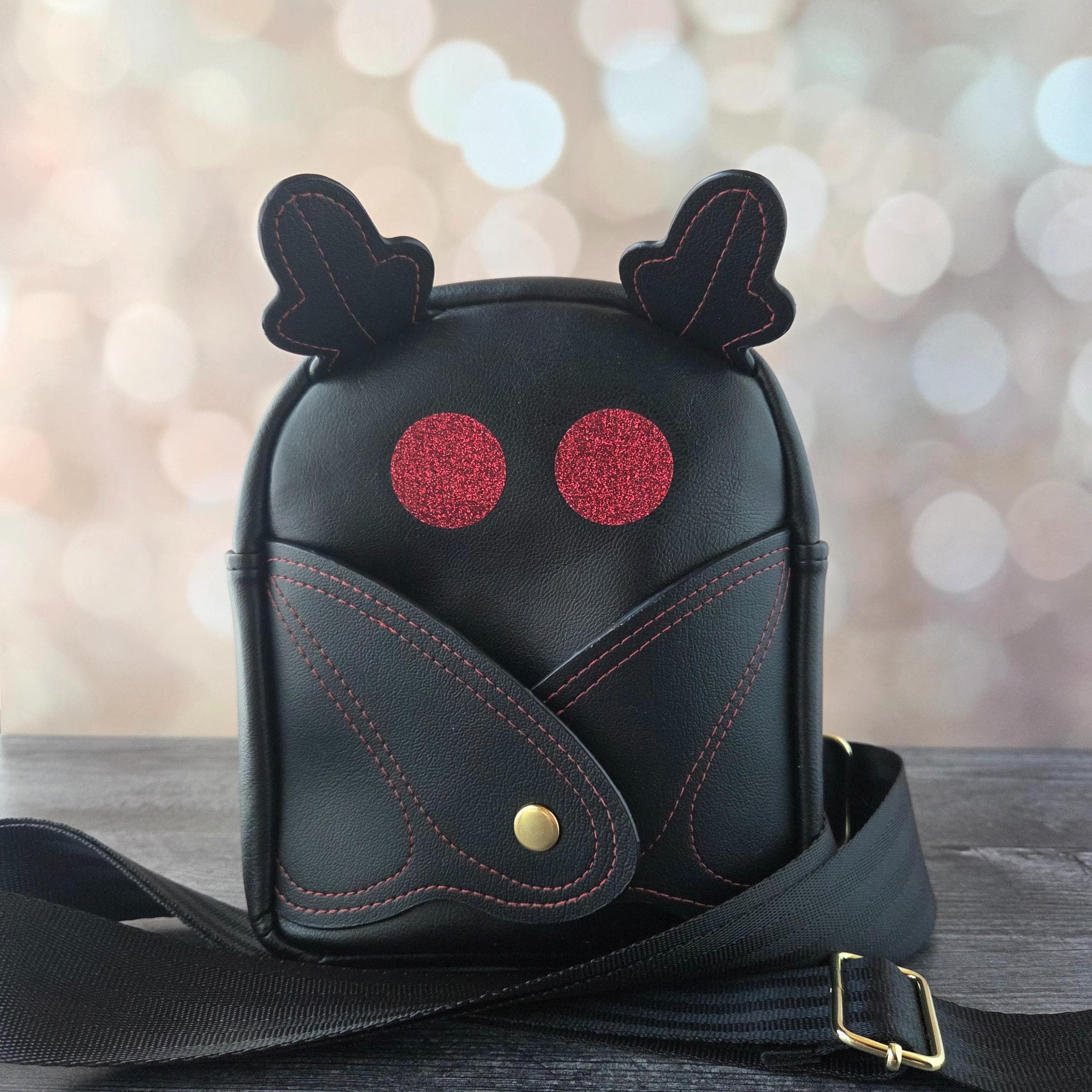 Mothman Mini Backpack, Goth Backpack, Crossbody Sling, Convertible