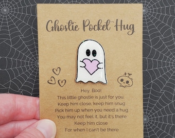 Pocket Hug Token, Ghost Hug, Thinking of You Gift, Self Care Gift For Friend, Ghost Friend, Spooky Cute, Gift for Halloween Lover