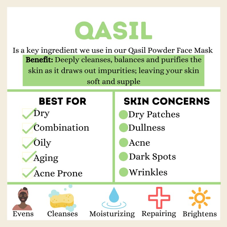 100 Organic Qasil Powder Face Mask Etsy