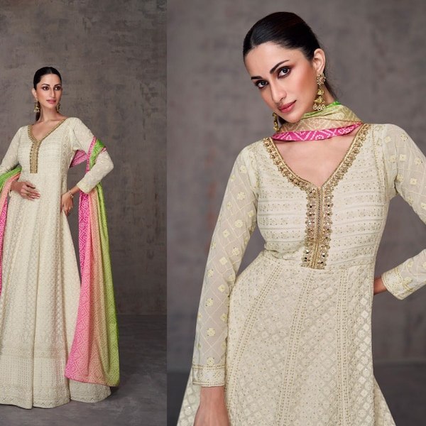 Indian Floral Touch Designer Salwar Kameez, Bridesmaids Dress, Wedding Reception Dress for Women, Embroidered Pakistani Anarkali Suits Dress