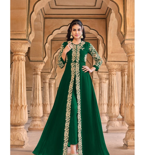 Bereit zu tragen pakistanische Eid spezielle Kleid für Frauen, Hochzeit Sangeet tragen Salwar Kameez in grün, Floral Anarkali Anzüge, Brautjungfer Kleider