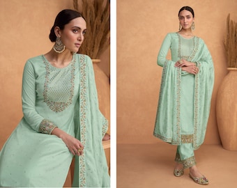 Beautiful Partywear Kurta Sharara Suit with Dupatta, Pakistani Designer Sequence Work Salwar Kameez Weddings Readymade Dresses, Palazzo set
