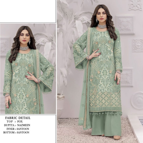 Readymade Pakistani Salwar kameez In Faux Georgette With Embroidery Work Designer Salwar Suit Pakistani Wear Shalwar Kameez Palazzo Dress