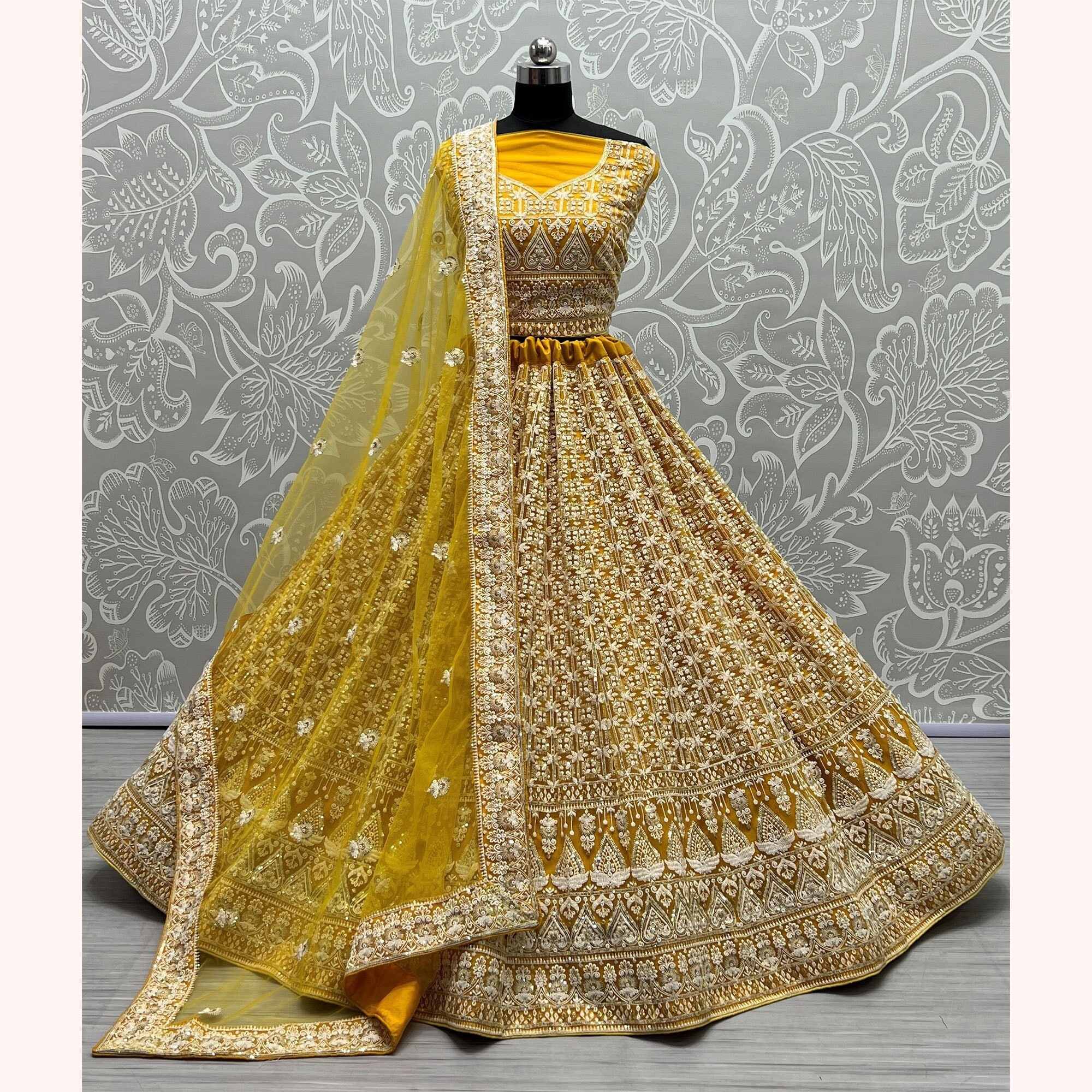 Bridal lehenga in yellow colour sales