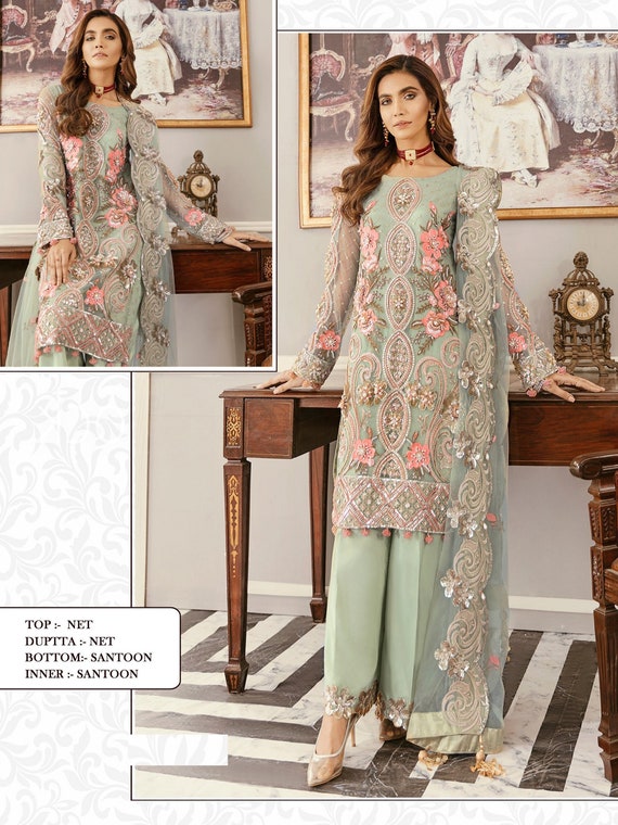 Net party wear Full embroidered ready made pakistani indian suit  3pc  Sale 