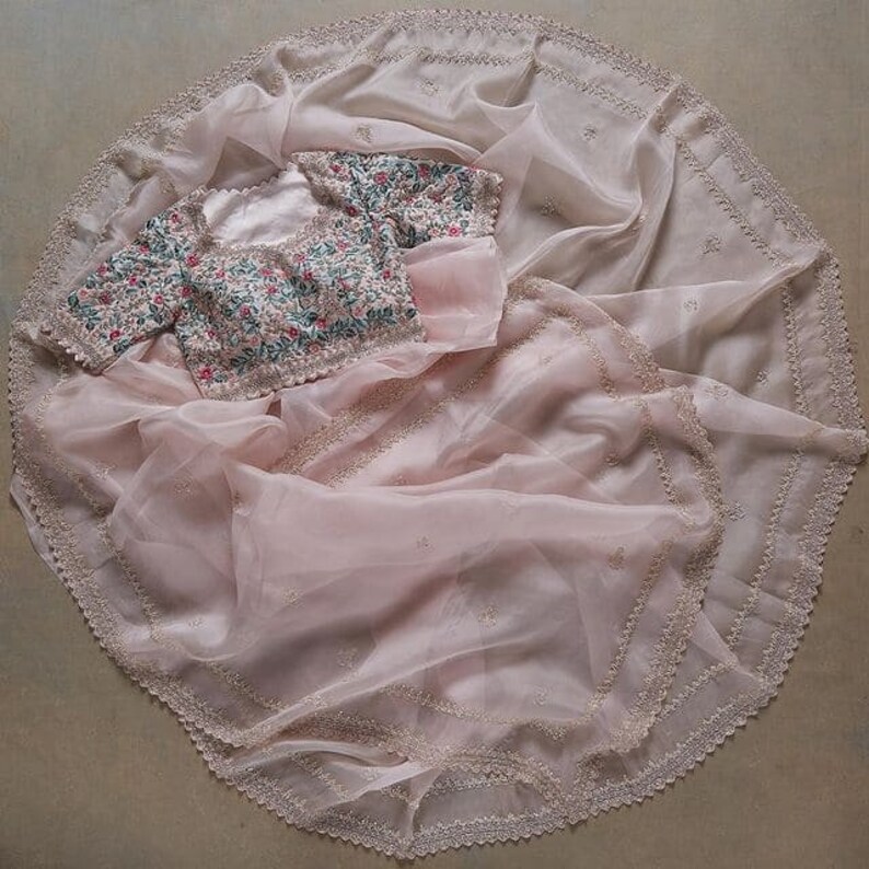 Pink Indian Partywear Organza Silk Saree Traditional Saree Etsy