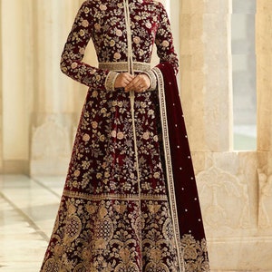 Pakistani wedding dress for women designer velvet dress anarkali dress salwar kameez suit Nikaah wedding dress salwar suit Long gown